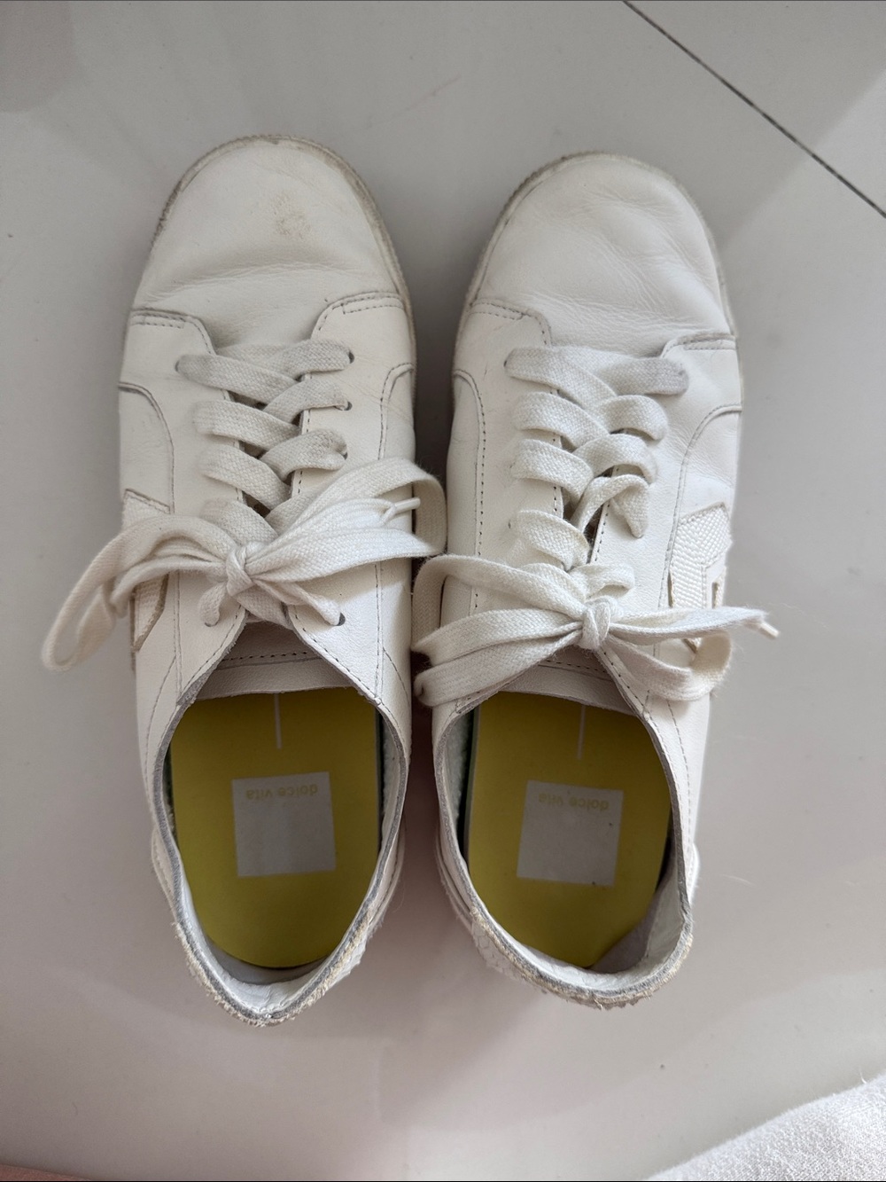 Dolce Vita Cream Textured-Back Leather Sneakers